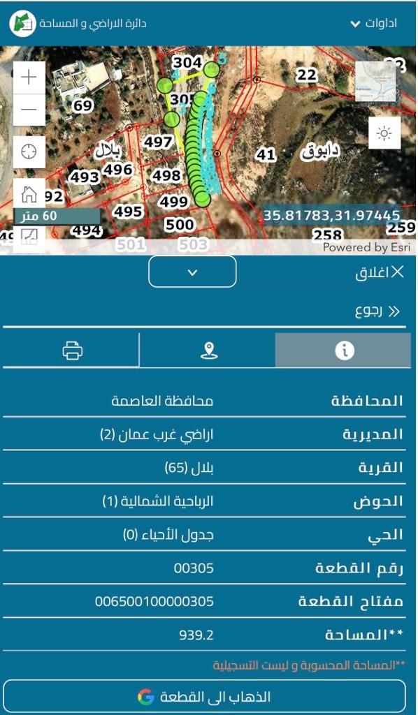 ارض للبيع في منطقة بلال حوض الرباحية الشمالية من اراضي غرب عمان